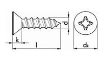Blechschraube Senkkopf A2 PH Form: C DIN 7982