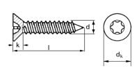 Blechschraube Senkkopf A2 Torx Form: C ISO 14586