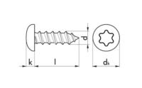 Blechschraube Linsenkopf A2 Torx Form: C ISO 14585